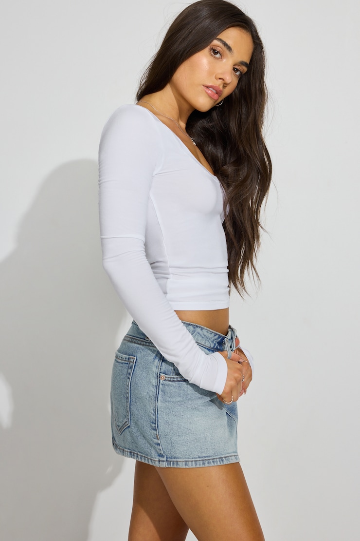 Denim Micro Skort - Image 21