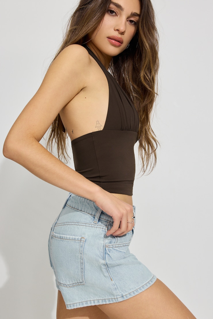 Denim Relaxed A-Line Shorts - Image 17