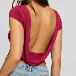 Cowl Back Short Sleeve Top
