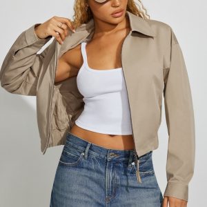 Crop Twill Bomber Jacket