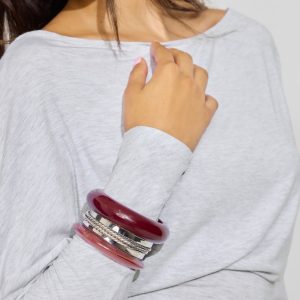 Set of 6 Resin & Clean Metal Bangles