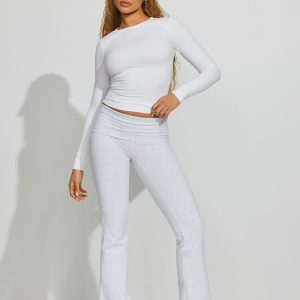 Soft Cotton Fold Over Flare Pants