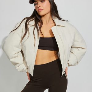 Cropped Nylon Bomber Jacket