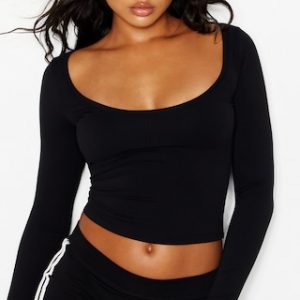 Sleek Open Neck Long Sleeve Top